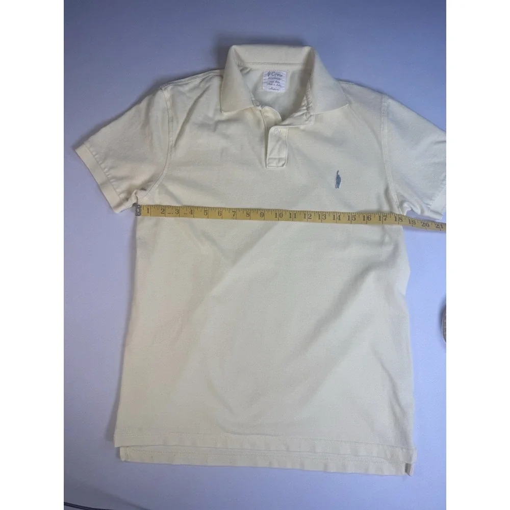 J‎ Crew Polo Adult Medium Yellow Blue Short Sleeve Preppy Surfer Logo Mens